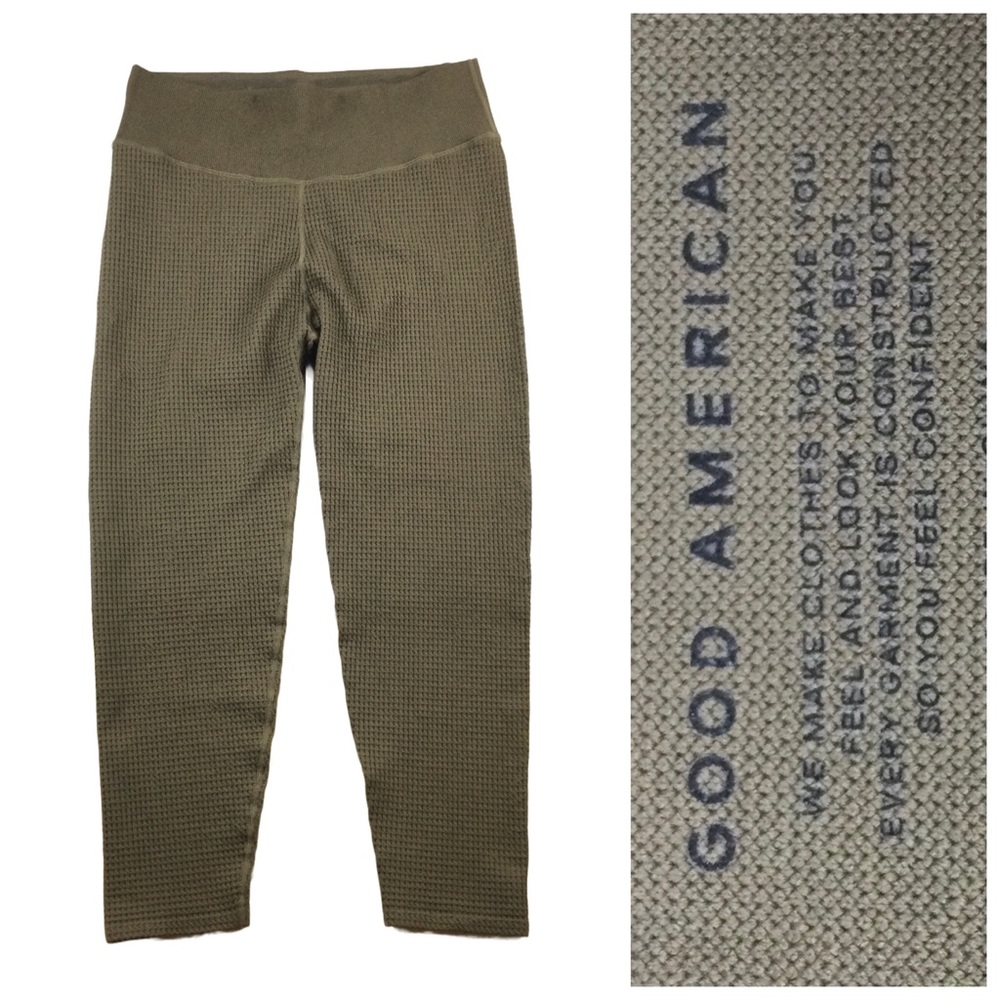 GOOD AMERICAN 7/8 Textured Leggings Olive Green 5/6 Sz 2XL/3XL